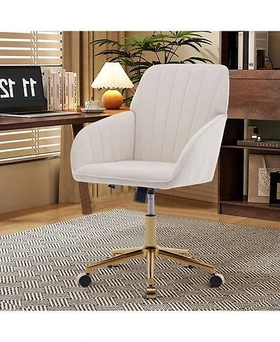 Flynama Gold Base Luxury Ergonomic Swivel Office Chair,Long Sitting Comfort Chair
