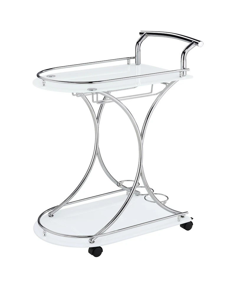 Flynama 2-Tier Glass Shelf Metal Bar Cart with Stemware Rack