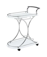 Flynama 2-Tier Glass Shelf Metal Bar Cart with Stemware Rack