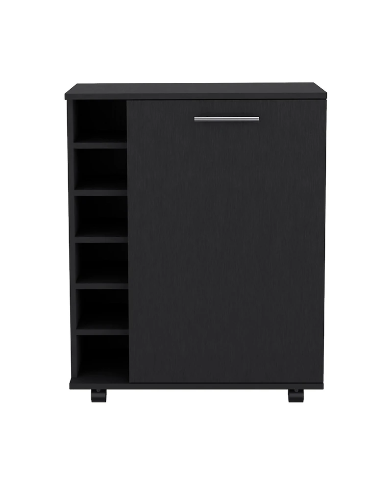 Flynama Bar Cart with Integrated Storage, Spacious Cabinet and Smooth Rollers