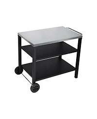 Flynama 3-Tier Black Outdoor Grill Cart with Stainless Steel Top