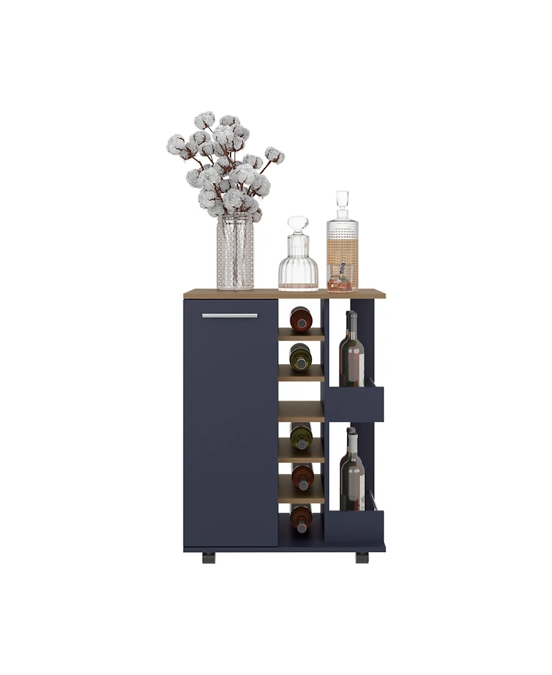 Flynama 2 External Shelves, 6 Wine Racks and Locking Casters