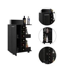 Flynama Espresso Bar Cart with 2 External Shelves, 6 Racks and Locking Casters