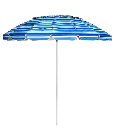 Gouun 8 ft Portable Beach Umbrella with 16 Fiberglass Ribs, Sand Anchor and Tilt