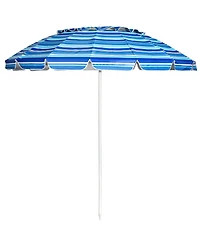 Gouun 8 ft Portable Beach Umbrella with 16 Fiberglass Ribs, Sand Anchor and Tilt