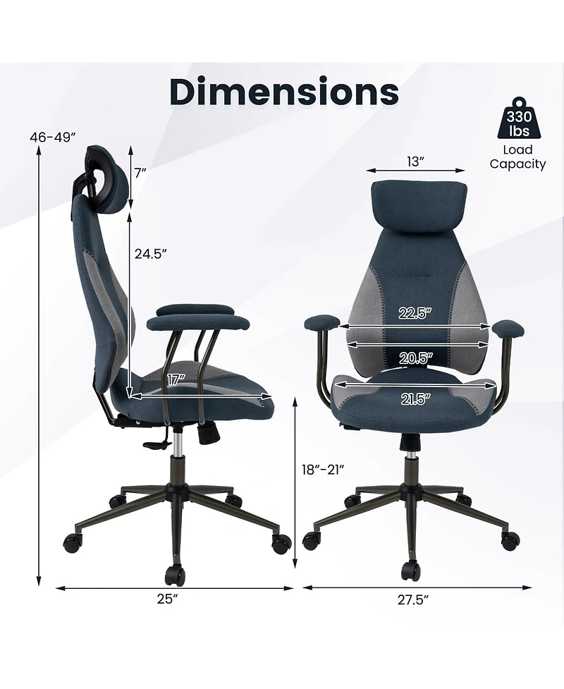 Gouun Ergonomic Office Chair with 2D Headrest and Rocking Backrest