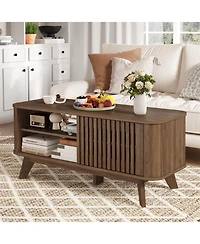 Gouun Rectangular Coffee Table with Adjustable Shelves Storage
