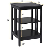Gouun Set of 2 3-Tier Nightstands with Reinforced Side Bars and Open Shelves