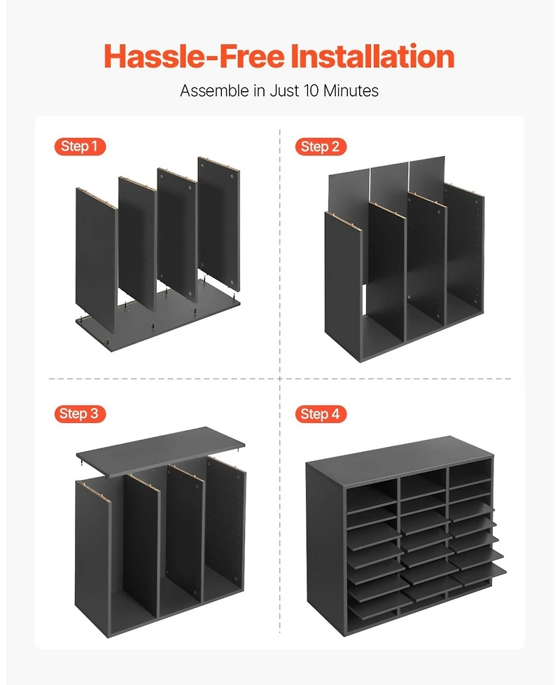 Gouun 24-Compartment Wood Literature Organizer with Adjustable Shelves, 29.0 x 12.0 x 24.4 in
