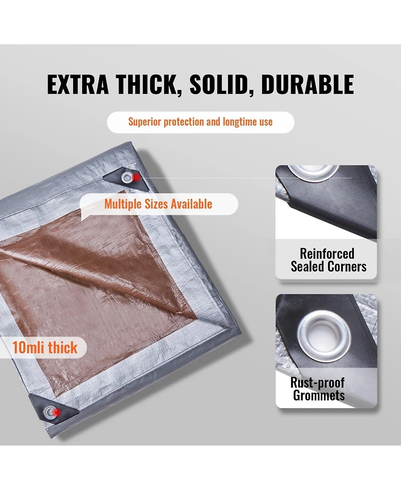 Sugift Waterproof Outdoor Cover Tarp 10 Mil Uv and Temperature Resistant