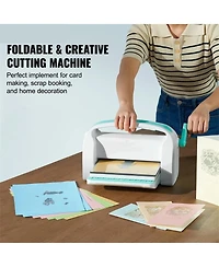 Yobtop Manual Die Cutting Embossing Machine Opening A4 Starter Kit with Dies, Pads and Cardstocks, Metal Handle Steel Roller