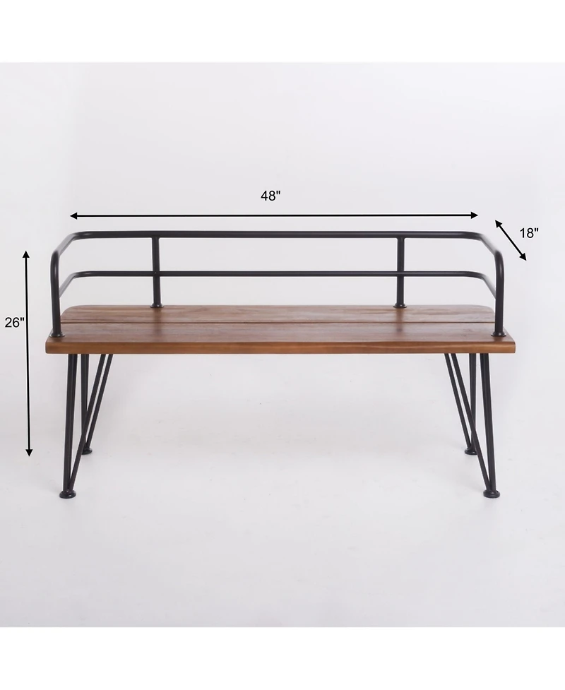 Mondawe Wood and Metal Outdoor Bench