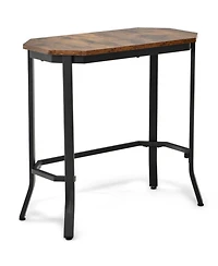 Gouun 25.5 x 12.5 in Narrow End Table with Rustic Wood Top and Steel Frame