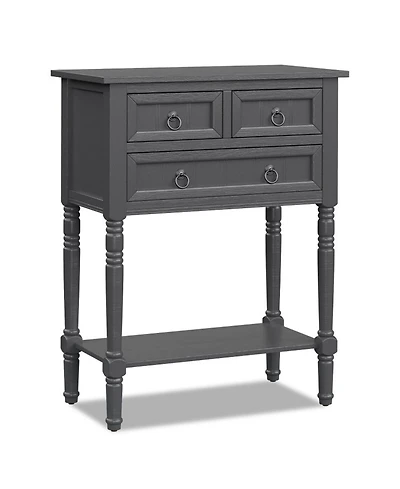 Gouun Mdf and Acacia Wood Console Table with 3 Drawers and Open Shelf