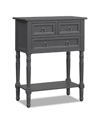 Gouun Mdf and Acacia Wood Console Table with 3 Drawers and Open Shelf