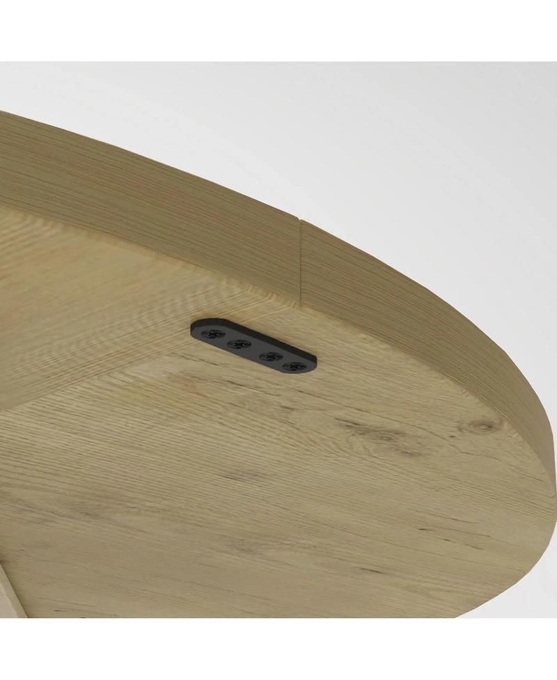 Rainsken 47" Round Dining Table for 4-6, Farmhouse Kitchen Table with Wooden Tabletop and Storage Base for Living Room, Dining Room