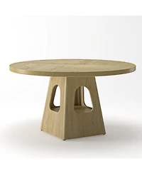 Rainsken 47" Round Dining Table for 4-6, Farmhouse Kitchen Table with Wooden Tabletop and Storage Base for Living Room, Dining Room