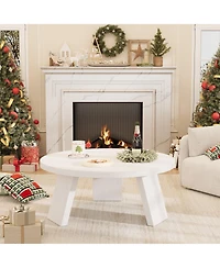 homfan 33.5" Round Coffee Table, Circle Center Table with Inclined Legs, Accent Cocktail Tables for Living Room, Bedroom, Easy Assembly