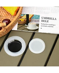 Outsunny Rat Wicker Outdoor Accent Table Umbrella Sd with Umbrella Insert