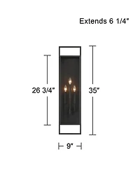 Possini Euro Design Jericho 35" High Modern Outdoor Wall Light Fixture Mount Porch House Weatherproof Textured Black Glass Shade