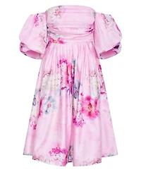 City Chic Women's Rosalee Garden Print Puff Sleeve Midi Dress