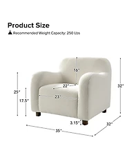 Berken 35'' Wide Lamb Wool Upholstered Teddy Armchair with Solid Wood Legs