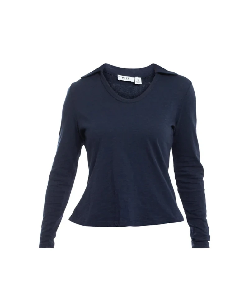 Wilt Clothing Women's Scoop Neck Long Sleeve Polo Tee