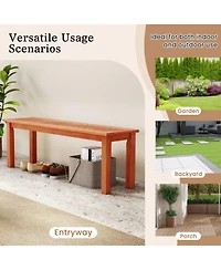 Sugift Patio Wood Bench with Slatted Seat for 2-Person