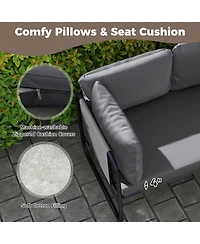 Sugift Patio Loveseat Sofa with Removable Pillows and Seat Cushion
