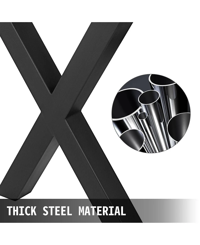 Sugift Steel Table Legs Set of 2, 28" Height, 30" Wide, Heavy Duty X Frame