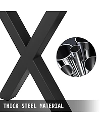 Sugift Steel Table Legs Set of 2, 28" Height, 30" Wide, Heavy Duty X Frame