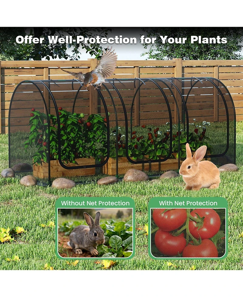 Sugift Large Tunnel Crop Cage with Roll Up Zippered Doors