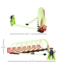 Yobtop Diy glow-in-the-dark track builder with spider loop, pull-back car and lights, 33.75-inch race track fun.