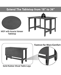 Rainsken Extendable Dining Table, Farmhouse Wood Folding Drop Leaf Kitchen Dining Table, Space-Saving for Living Room