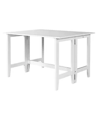 Rainsken Farmhouse Extendable Dining Table with Folding Drop Leaf, Space-Saving Wood Table for Kitchen and Living Room
