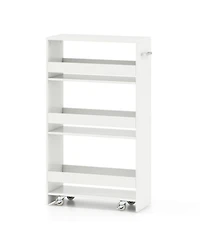 Gouun 4-Tier Slim Rolling Kitchen Cart with Open Shelves and Guard Rails