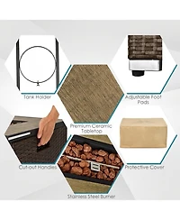 Sugift 7 Piece Outdoor Furniture Set with Fire Pit Table and Propane Tank Cover