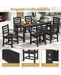 Sugifit 7-Piece Outdoor Dining Table Set for 6 People 67 in Hdpe Patio Rectangle Table and 6 Armchairs