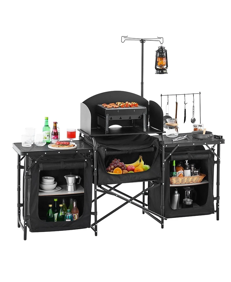 Sugift Portable Camping Kitchen Table Cook Station With Storage for Bbq and Picnic