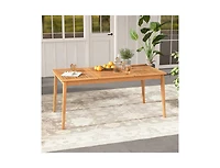 Lucky One 6-Person Outdoor Acacia Wood Rectangular Dining Table with Umbrella Hole