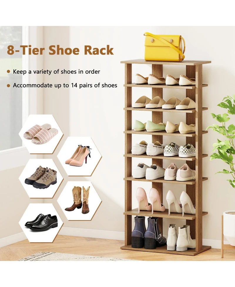 Gouun 7-Tier Vertical Double-Row Shoe Rack with Anti-Tipping Device