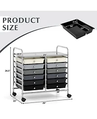 Gouun 12-Drawer Mobile Storage Trolley with Visible Drawers and Dual Push Handles