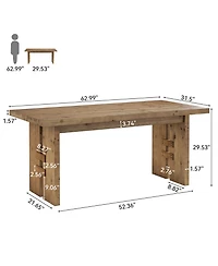 Tribesigns Solid Wood Dining Table for 4-6, 63'' Kitchen Table with Large Tabletop and Heavy Duty Legs, Rectangular Farmhouse Dinner Tables