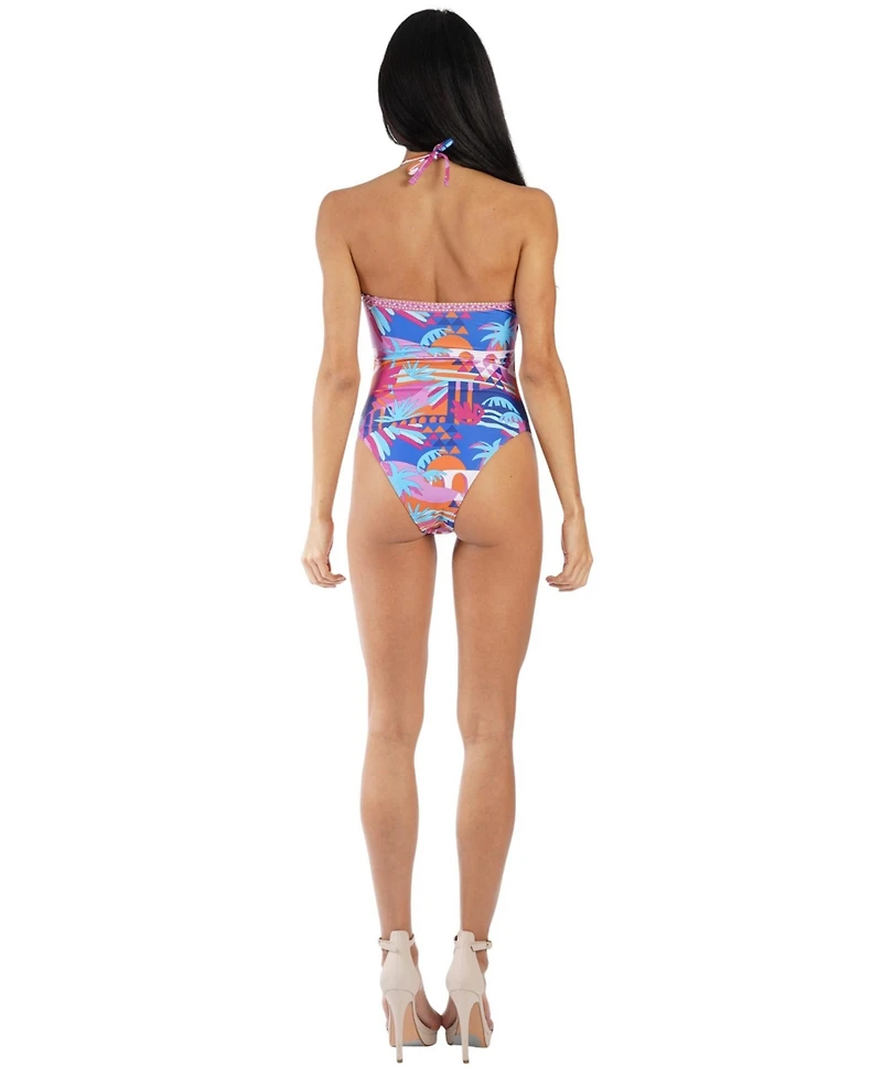 La Moda Clothing Women's Cut-Out Tropical One-Piece Swimsuit
