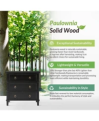 Hulala Home Allisa 28"W 3-Drawer Solid Wood End Table with Built-in Charging Station