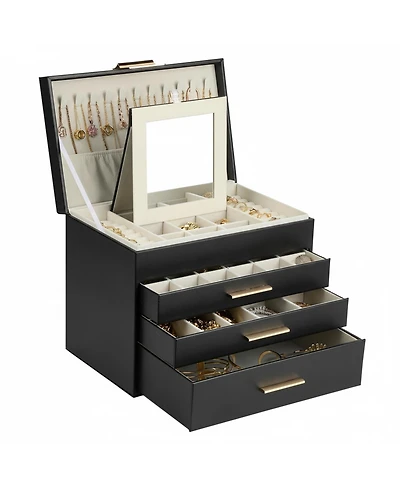 Yigii 5 Layer Jewelry Organizer Box with Necklace Hanger Drawers Earrings Bracelet Storage Gifts