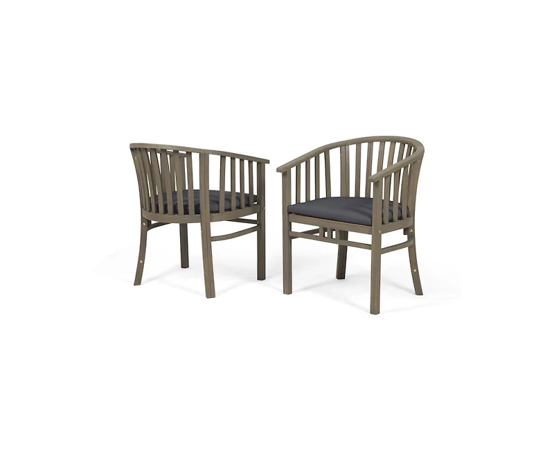 sumyeg Outdoor Wooden Dining Chairs With Cushions(Set of 2)