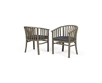 sumyeg Outdoor Wooden Dining Chairs With Cushions(Set of 2)