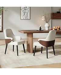 Rainsken Two-Tone Fabric Dining Chair Set of 2, Sturdy Indoor Armchair with Curved Back for Dining and Living Spaces