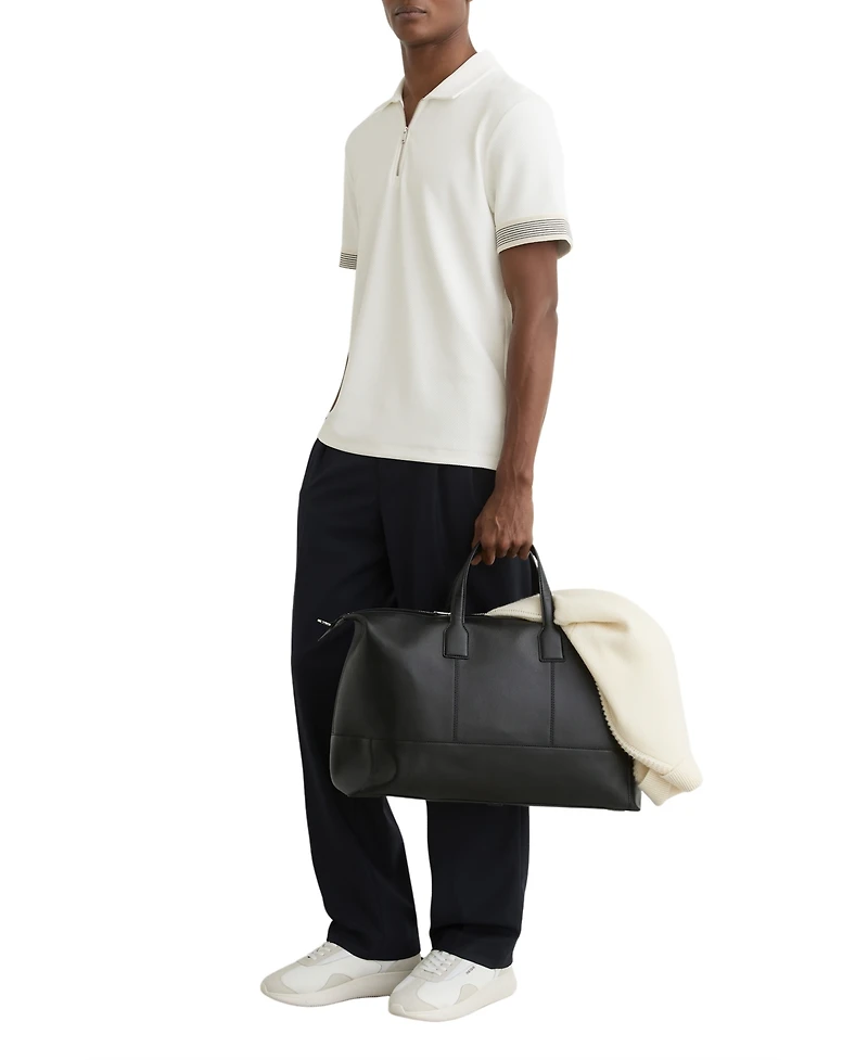 Reiss Men's Sleeve-Trim Half-Zip Polo Shirt
